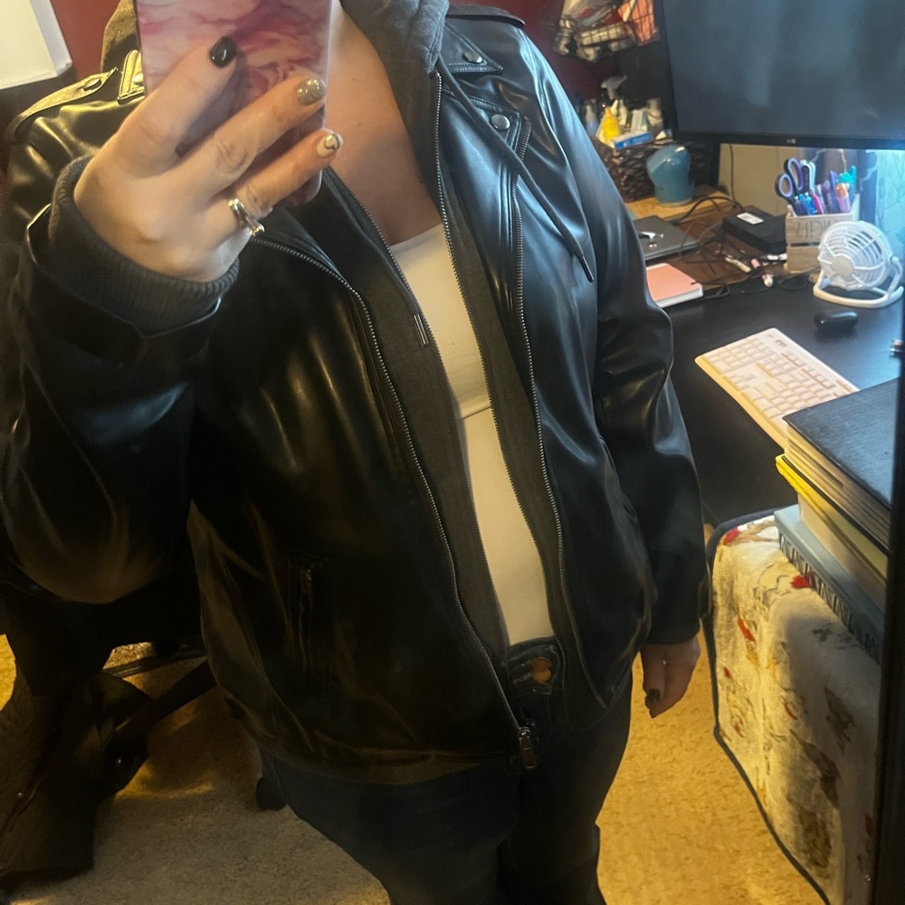Torrid Black Leather Bomber Jacket